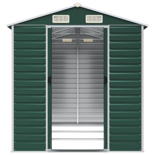 Garden Shed Outdoor Storage Tool Workshop Green Galvanised Steel 191x300x198cm - Image 5