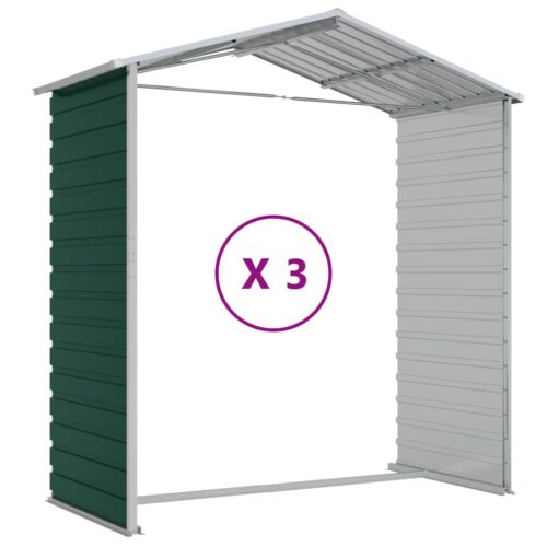 Garden Shed Outdoor Storage Tool Workshop Green Galvanised Steel 191x300x198cm - Image 9
