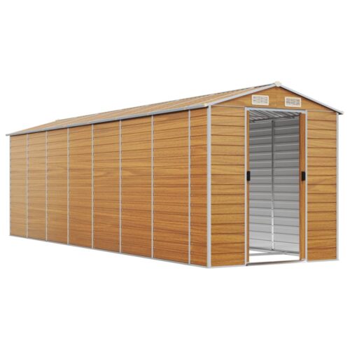 Garden Shed Light Brown 191x640x198cm Galvanised Steel - Image 3