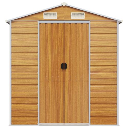 Garden Shed Light Brown 191x640x198cm Galvanised Steel - Image 4