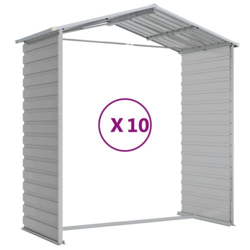 Garden Shed Light Grey 191x895x198cm Galvanised Steel - Image 9