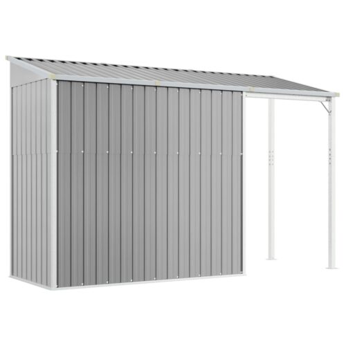 Garden Shed with Extended Roof Light Grey 277x110.5x181cm Steel - Image 6