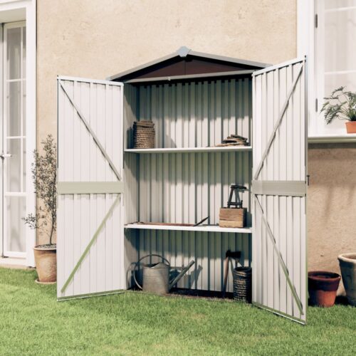 Garden Shed Brown 116x45x175cm Galvanised Steel - Image 2