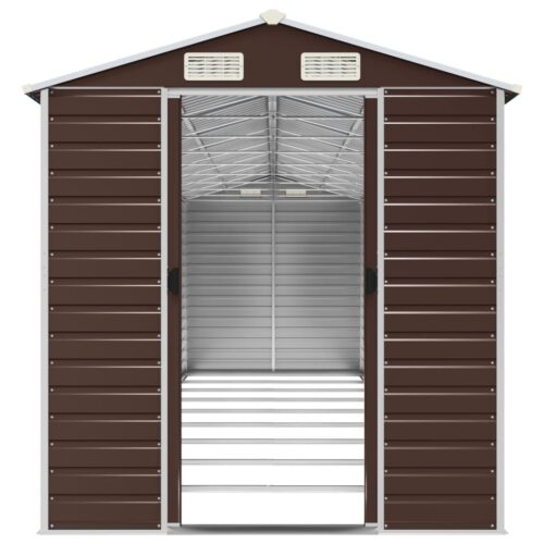 Garden Shed Brown 191x810x198cm Galvanised Steel - Image 5