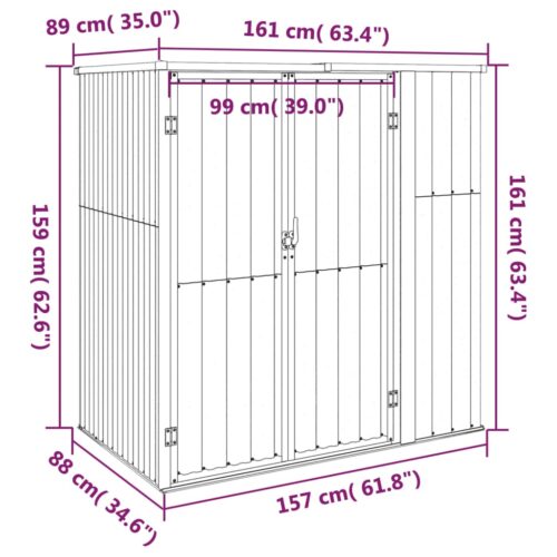 Garden Tool Shed Anthracite 161x89x161cm Galvanised Steel - Image 7