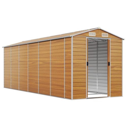 Garden Shed Light Brown 191x555x198cm Galvanised Steel - Image 3