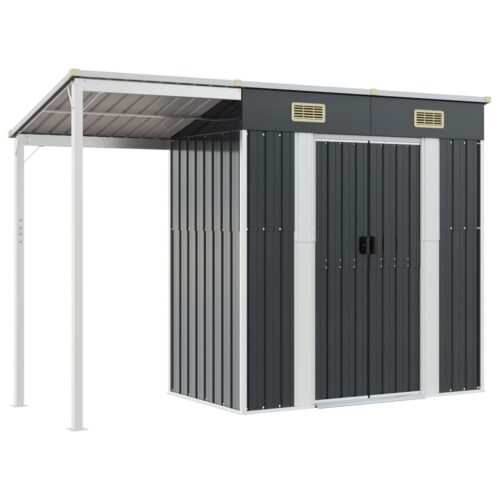 Garden Shed with Extended Roof Anthracite 277x110.5x181cm Steel