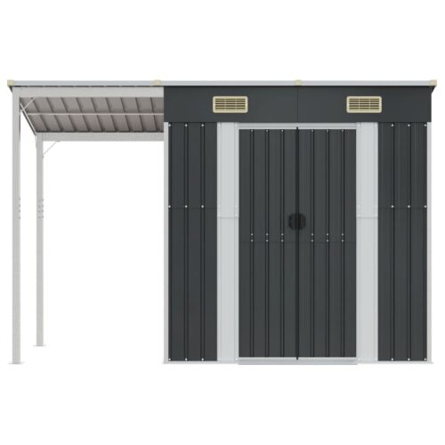 Garden Shed with Extended Roof Anthracite 277x110.5x181cm Steel - Image 3