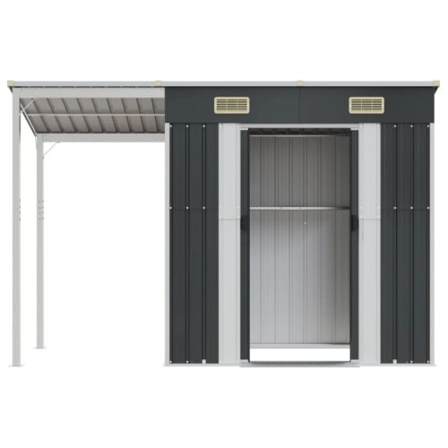 Garden Shed with Extended Roof Anthracite 277x110.5x181cm Steel - Image 4