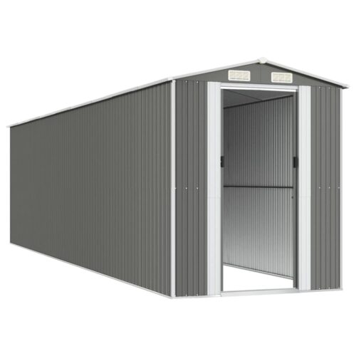Garden Shed Light Grey 192x772x223cm Galvanised Steel - Image 4
