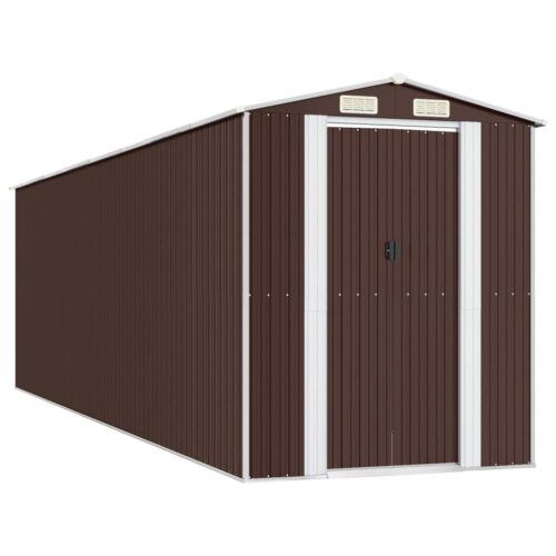 Garden Shed Dark Brown 192x689x223cm Galvanised Steel