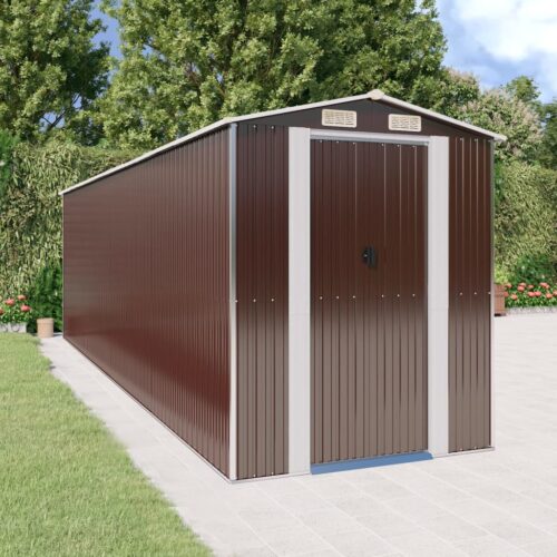 Garden Shed Dark Brown 192x689x223cm Galvanised Steel - Image 2