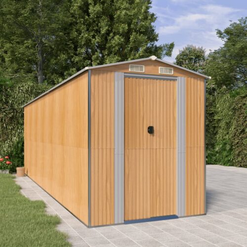 Garden Shed Light Brown 192x606x223cm Galvanised Steel - Image 2