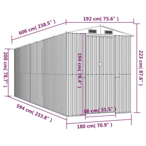 Garden Shed Light Brown 192x606x223cm Galvanised Steel - Image 8