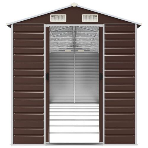 Garden Shed Brown 191x725x198cm Galvanised Steel - Image 5