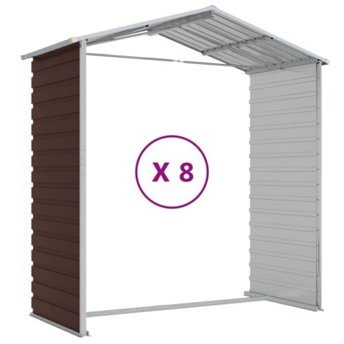 Garden Shed Brown 191x725x198cm Galvanised Steel - Image 9
