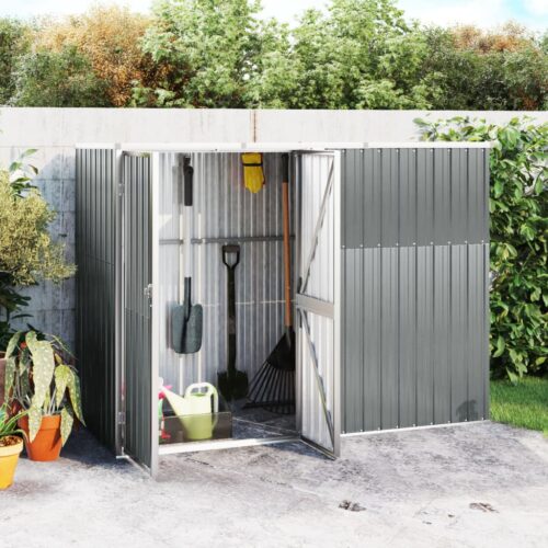 Garden Tool Shed Grey 225x89x161cm Galvanised Steel - Image 2