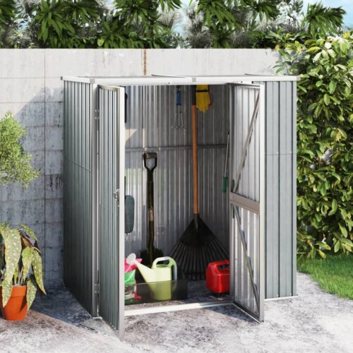 Garden Tool Shed Grey 161x89x161cm Galvanised Steel - Image 2