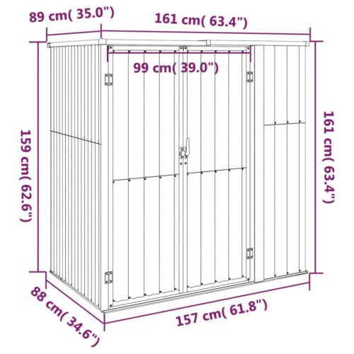 Garden Tool Shed Grey 161x89x161cm Galvanised Steel - Image 7