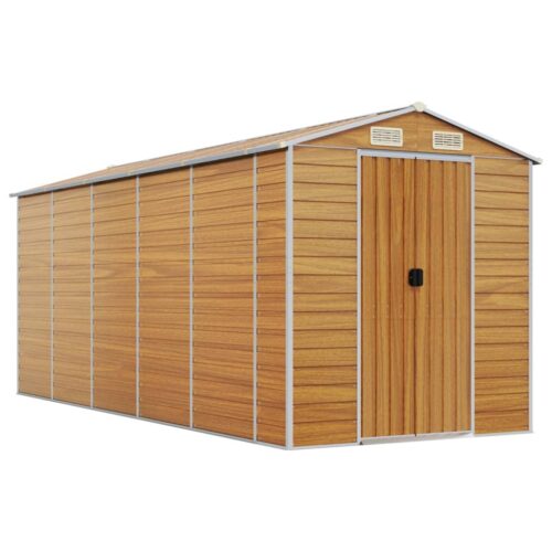 Garden Shed Light Brown 191x470x198cm Galvanised Steel