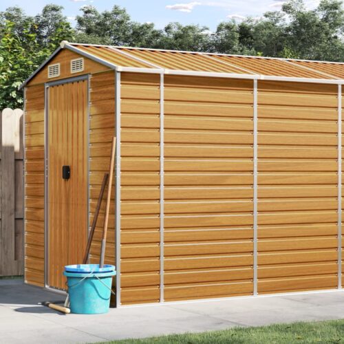 Garden Shed Light Brown 191x470x198cm Galvanised Steel - Image 2