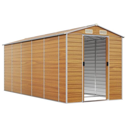 Garden Shed Light Brown 191x470x198cm Galvanised Steel - Image 3