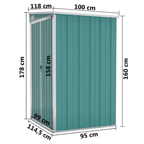 Wall-mounted Garden Shed Green 118x100x178cm Galvanised Steel - Image 7