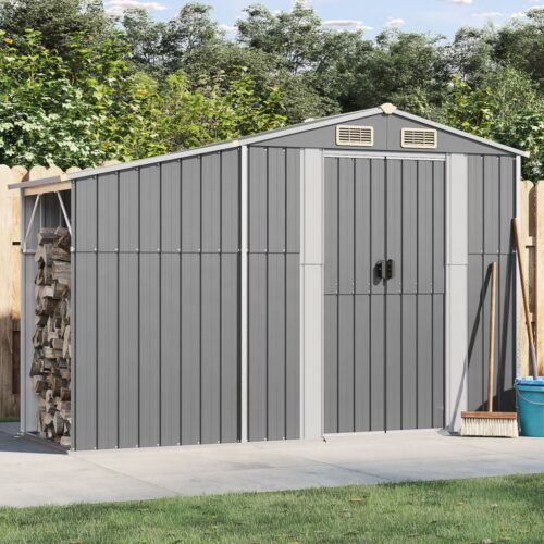 Garden Shed Grey 277x93x179cm Galvanised Steel - Image 2