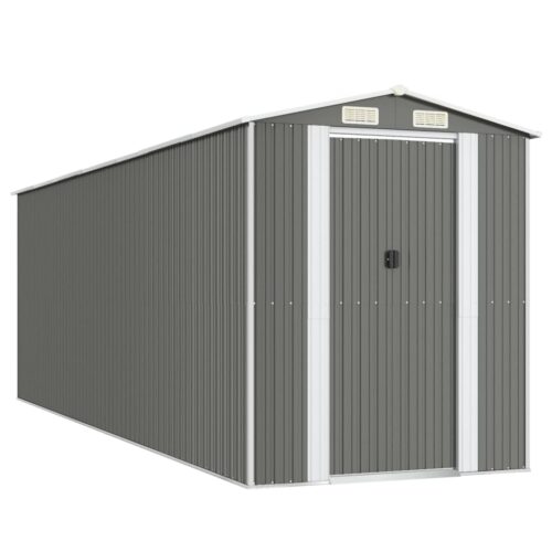 Garden Shed Light Grey 192x606x223cm Galvanised Steel