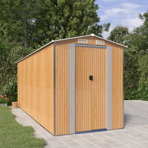 Garden Shed Light Brown 192x523x223cm Galvanised Steel - Image 2