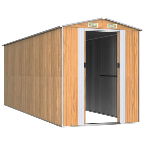 Garden Shed Light Brown 192x523x223cm Galvanised Steel - Image 3