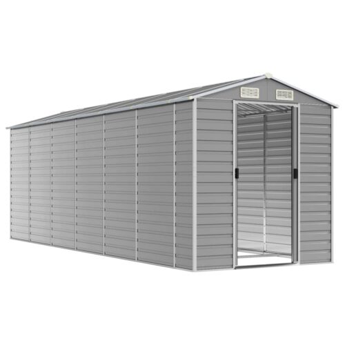 Garden Shed Light Grey 191x555x198cm Galvanised Steel - Image 3