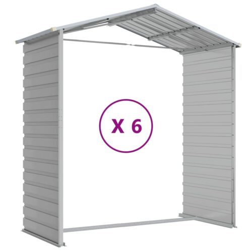 Garden Shed Light Grey 191x555x198cm Galvanised Steel - Image 9
