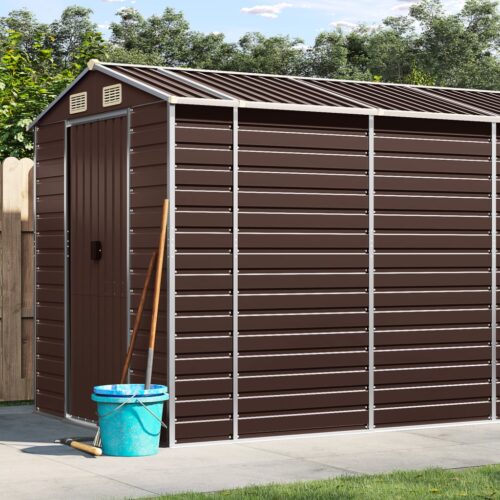 Garden Shed Brown 191x555x198cm Galvanised Steel - Image 2