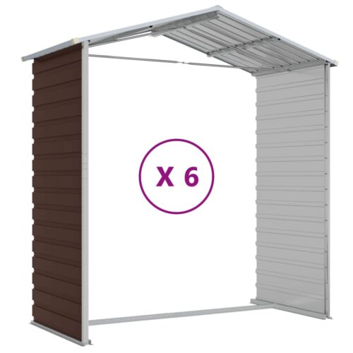 Garden Shed Brown 191x555x198cm Galvanised Steel - Image 9
