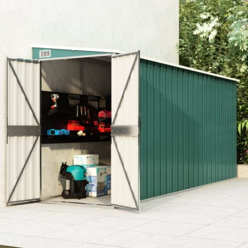 Wall-mounted Garden Shed Green 118x382x178cm Galvanised Steel - Image 2