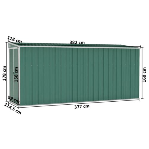 Wall-mounted Garden Shed Green 118x382x178cm Galvanised Steel - Image 7