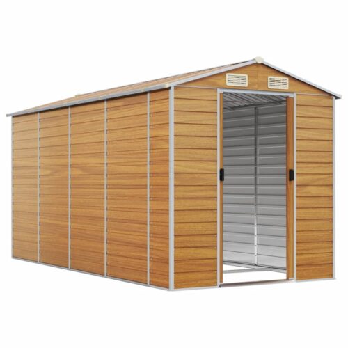 Garden Shed Light Brown 191x385x198cm Galvanised Steel - Image 3