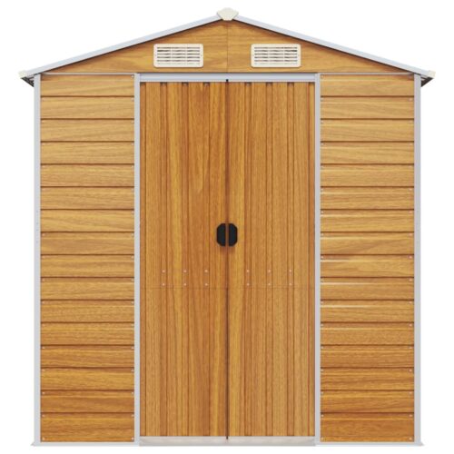 Garden Shed Light Brown 191x385x198cm Galvanised Steel - Image 4