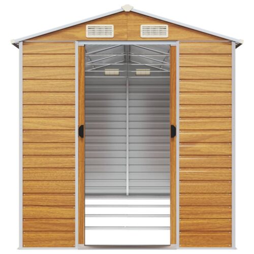 Garden Shed Light Brown 191x385x198cm Galvanised Steel - Image 5