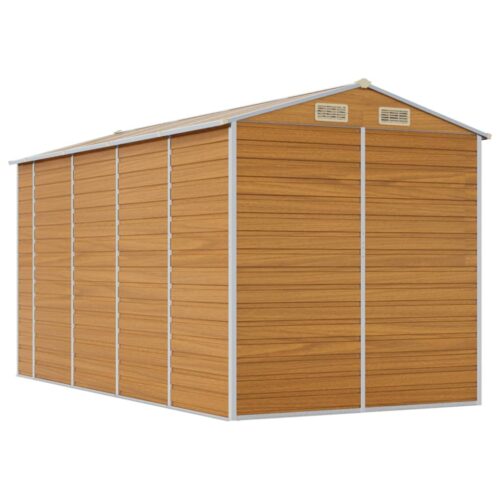 Garden Shed Light Brown 191x385x198cm Galvanised Steel - Image 7