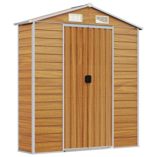 Garden Shed Light Brown 191x385x198cm Galvanised Steel - Image 8