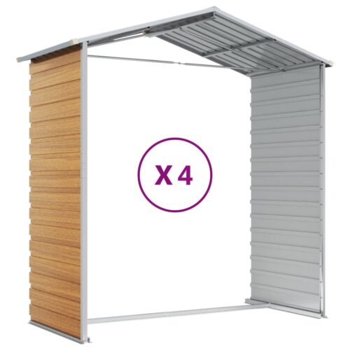Garden Shed Light Brown 191x385x198cm Galvanised Steel - Image 9