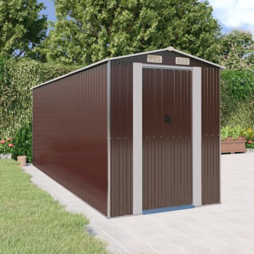 Garden Shed Dark Brown 192x523x223cm Galvanised Steel - Image 2