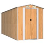 Garden Shed Light Brown 192x440x223cm Galvanised Steel