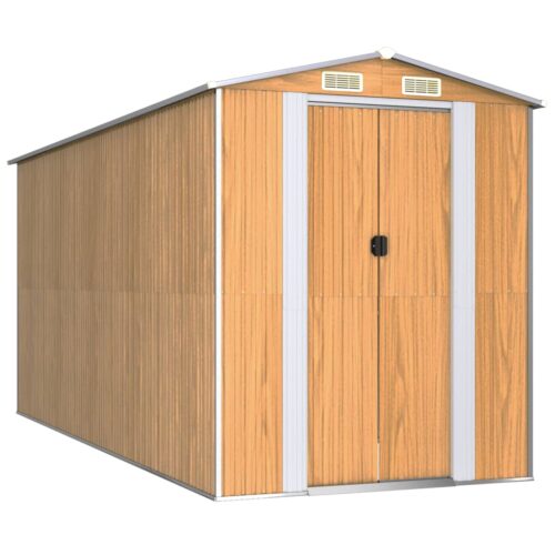 Garden Shed Light Brown 192x440x223cm Galvanised Steel