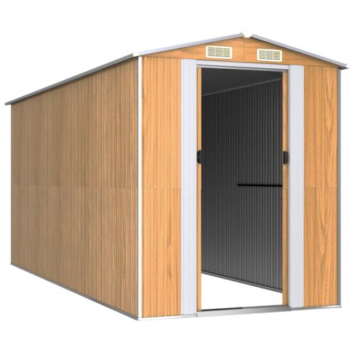 Garden Shed Light Brown 192x440x223cm Galvanised Steel - Image 3