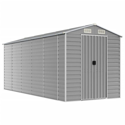 Garden Shed Light Grey 191x470x198cm Galvanised Steel
