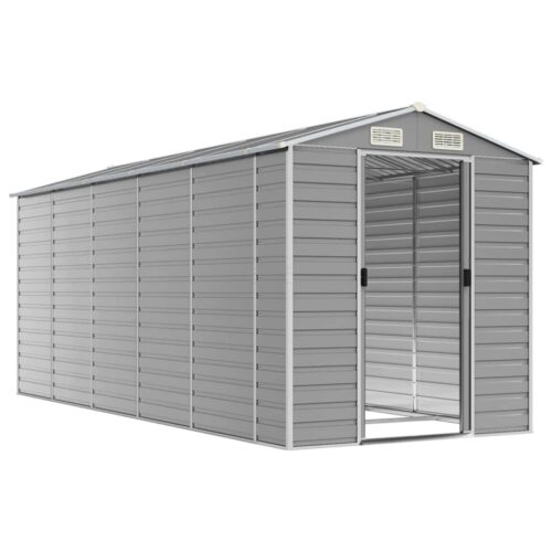 Garden Shed Light Grey 191x470x198cm Galvanised Steel - Image 3