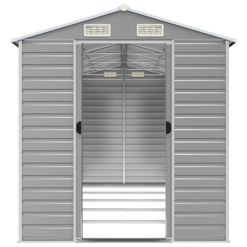 Garden Shed Light Grey 191x470x198cm Galvanised Steel - Image 5